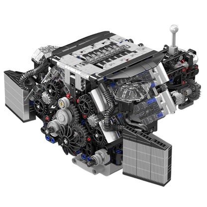 Trilumity Motorized Building Block Set: Twin Turbo W12 German Engine (870-Piece)