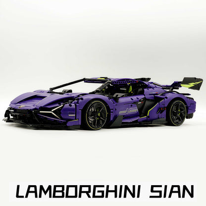 Trilumity Motorized Building Block Set: 1:8 Comet Purple Lamborghini Supercar with Remote Control – Electric Features, V10 Engine, and Custom Starry