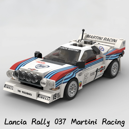 Trilumity MOC Building Block Set: Lancia Rally 037 Martini Racing | Includes a complete set of stickers - 244Piece (MOC-130287)