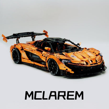 Trilumity Motorized Building Block Set: 1: 8 British Hybrid Hypercar Orange Gold Plating Supercar Building Sets with Remote Control, Electric lift