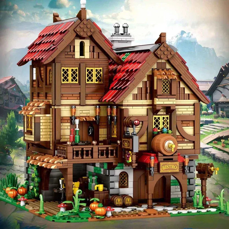 Reobrix MOC Building Block Set: European Century MOC Medieval Town Bistro, Model R66018