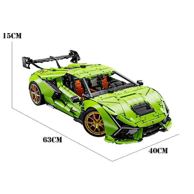 TiaGole MOC Motorized Building Block Set: Lambo Aventador SVJ Supercar, Model T5046