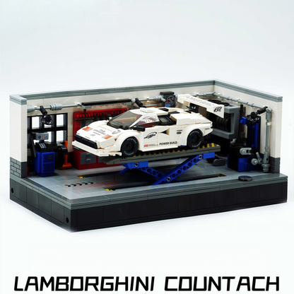 Trilumity Motorized Building Block Set: 80s Wedge Supercar Widebody Edition | Container Display Case (338-Piece)