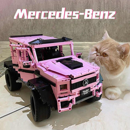 Trilumity Building Block Set: 1:8 Pink Mercedes-Benz G800 4×4 Squared Brabus (2687+Piece)