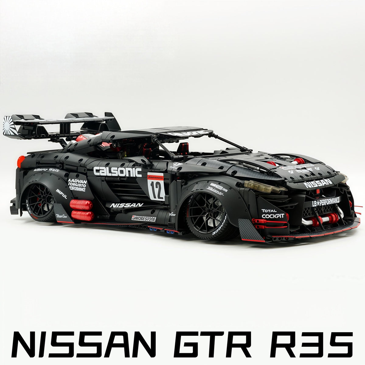 Trilumity Motorized Building Block Set: 1:8 Nissan GTR R35 Widebody Black Warrior Custom Edition | Black Beast | 3939+-Piece