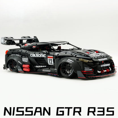 Trilumity Motorized Building Block Set: 1:8 Nissan GTR R35 Widebody Black Warrior Custom Edition | Black Beast | 3939+-Piece