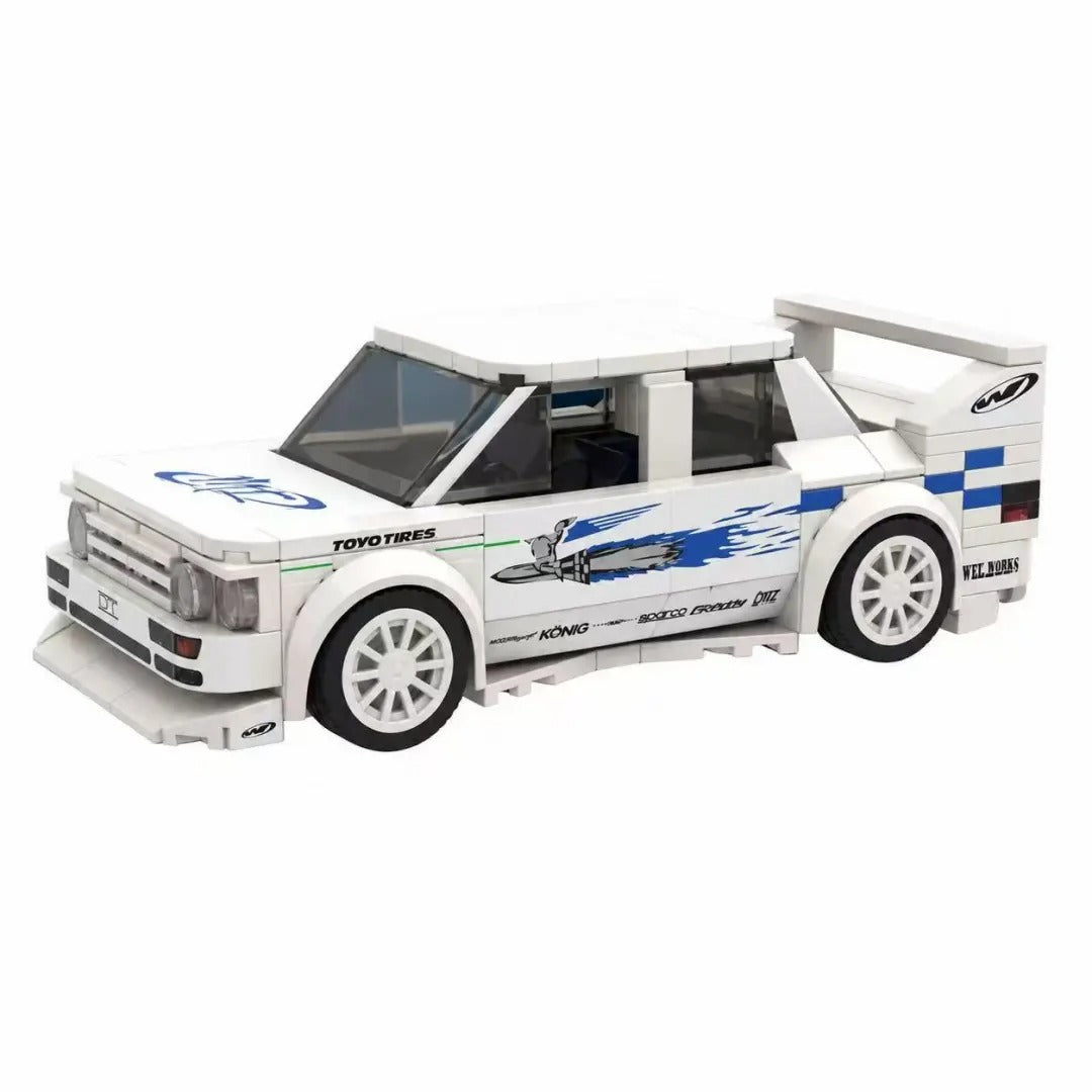 Trilumity Building Block Set: Blue & White Volkswagen Jetta | Includes a complete set of stickers| 239Piece