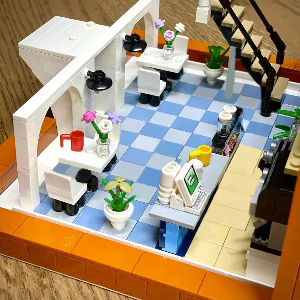 MORK MOC Building Block Set: Street Experts MOC City Upside Down Cafe, Model 10209