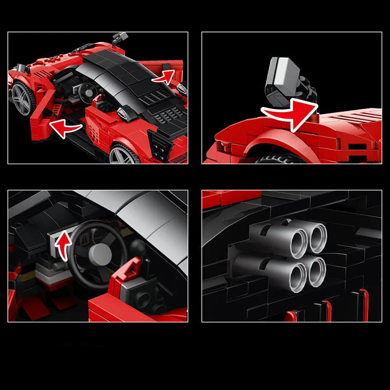 Mould King MOC Motorized Building Block Set: Supercar Pagani Zonda R Racing Car, Model 10041