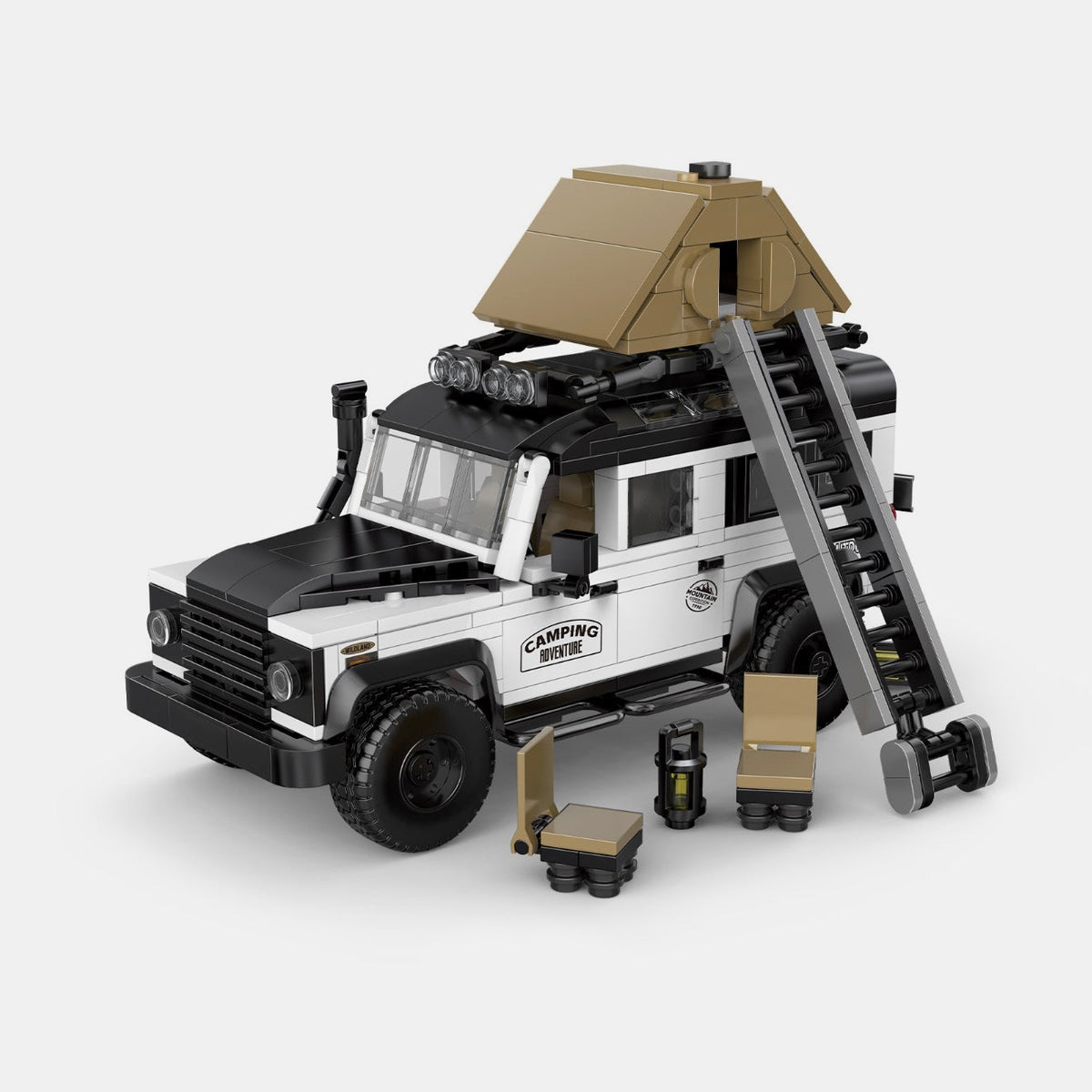 Trilumity Building Block Set: Land Rover Defender Camper | British Camper Off‑Roader with Container Display Case(676-Piece)