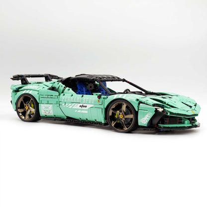 Trilumity Motorized Building Block Set: 1:8 Xx Track Hybrid Baked Enamel Mint Green Limited Color, The Ultimate Supercar, More Than 12 Features