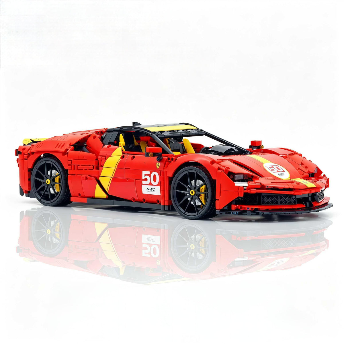 Trilumity Building Block Set: 1:8 Ferrari Sf90 Hypercar | Mechanical Linkage Version (3797-Piece)