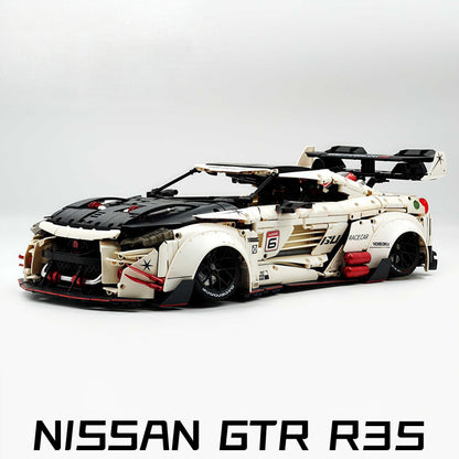 Trilumity Motorized Building Block Set: 1:8 Nissan GT-R R35 Widebody Edition | White Beast | 3939+-Piece