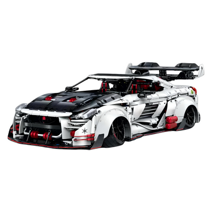 Trilumity Motorized Building Block Set: 1:8 Nissan GT-R R35 Widebody Edition | White Beast | 3939+-Piece