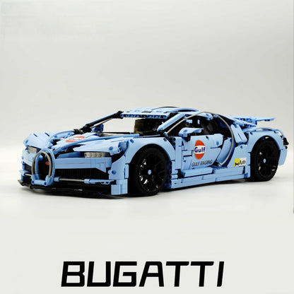 Trilumity Bugatti Chiron, Custom Modified Gulf Blue Version Building Block Set, 1:8 Scale, Remote Control, 4,031-Piece