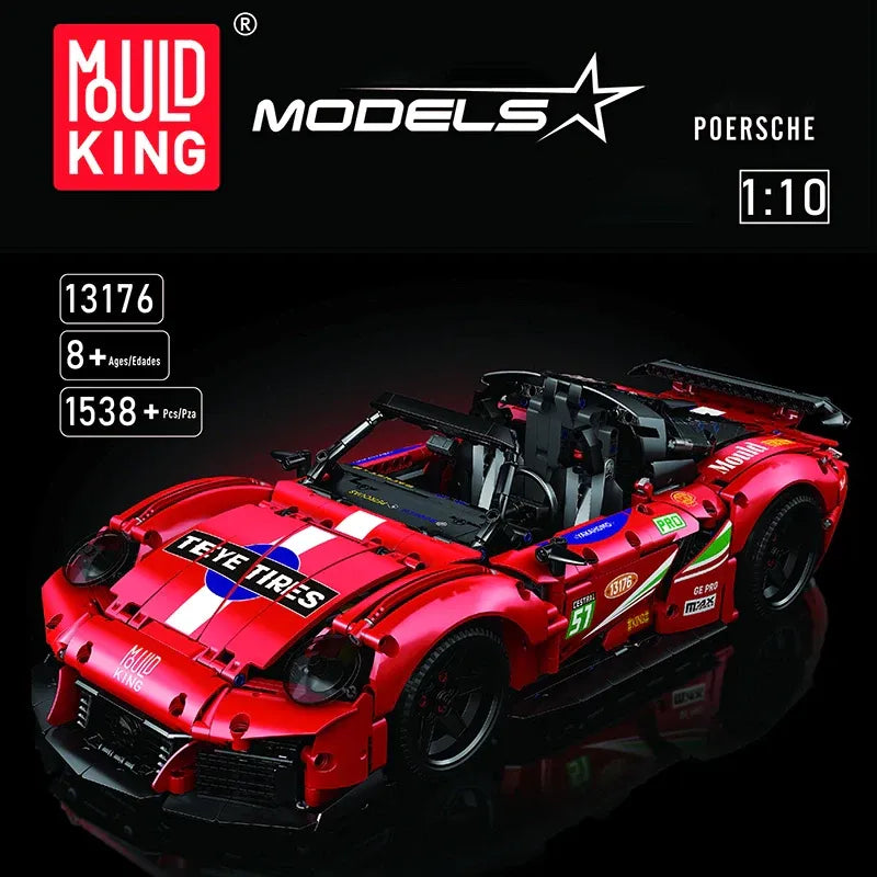 Mould King MOC Building Block Set: Motorized Porsche 911 Super Car, Model 13176