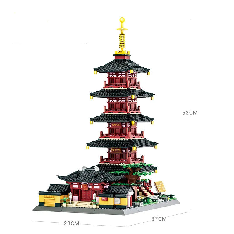 Wange MOC Building Block Set: China Hanshan Temple, Model 6235