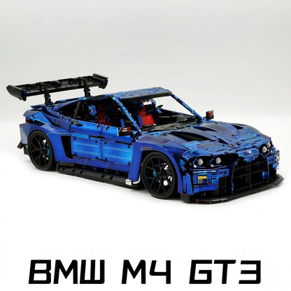 Trilumity Motorized Building Block Set: 1: 8 BMW M4 GT3 Building Set, Fully Detailed Simulation, Electric Sapphire Blue Custom Edition (4556Piece)