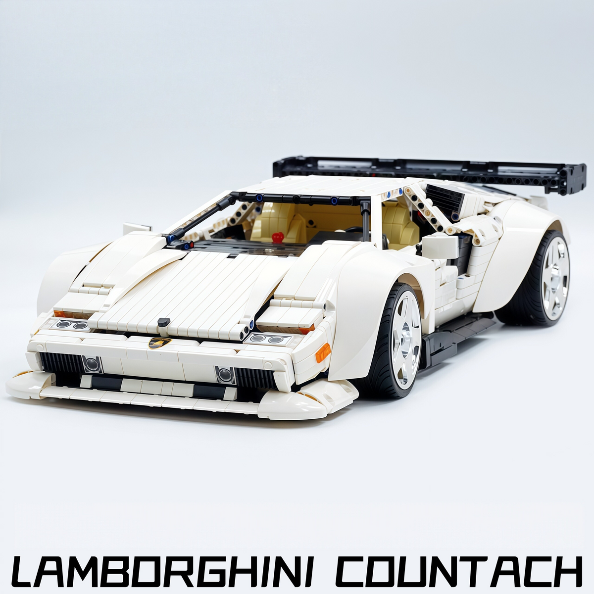 Trilumity Building Block Set: 1:8 Widebody Classic Italian 80s Icon – Pearlescent White Edition (4301-Piece)