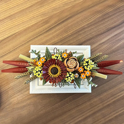 MOC Building Block Set: Romantic Love Bouquet Idea Dried Flower Centerpiece, Model 99032