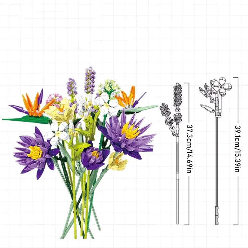 JieStar Building Block Set: Tropical Flower Bouquet, Model JJ9046