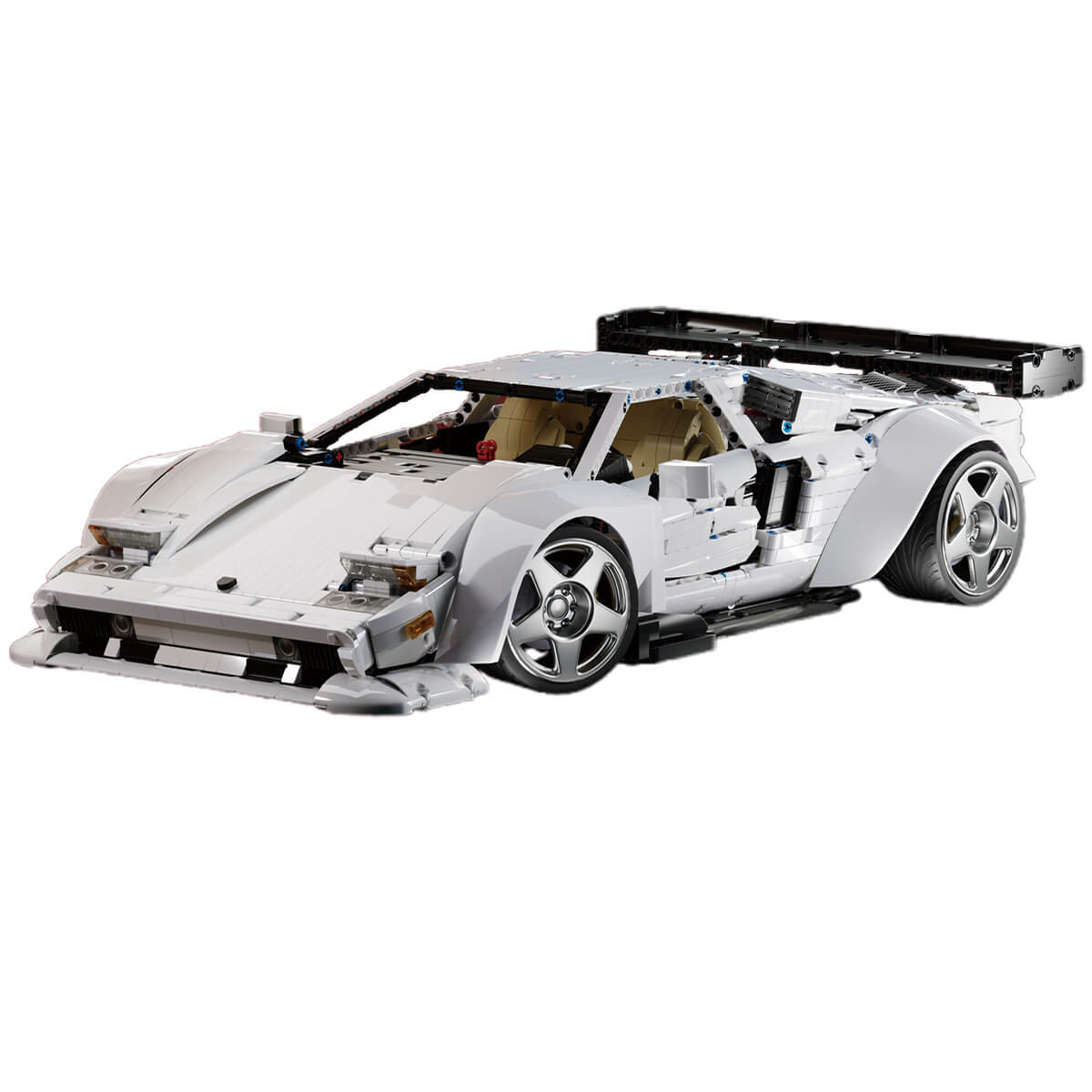 Trilumity Building Block Set: 1:8 Widebody Classic Italian 80s Icon – Pearlescent White Edition (4301-Piece)