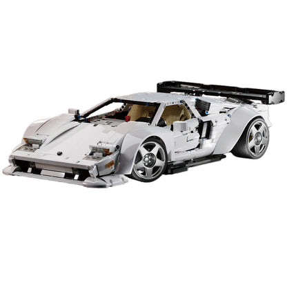 Trilumity Building Block Set: 1:8 Widebody Classic Italian 80s Icon – Pearlescent White Edition (4301-Piece)