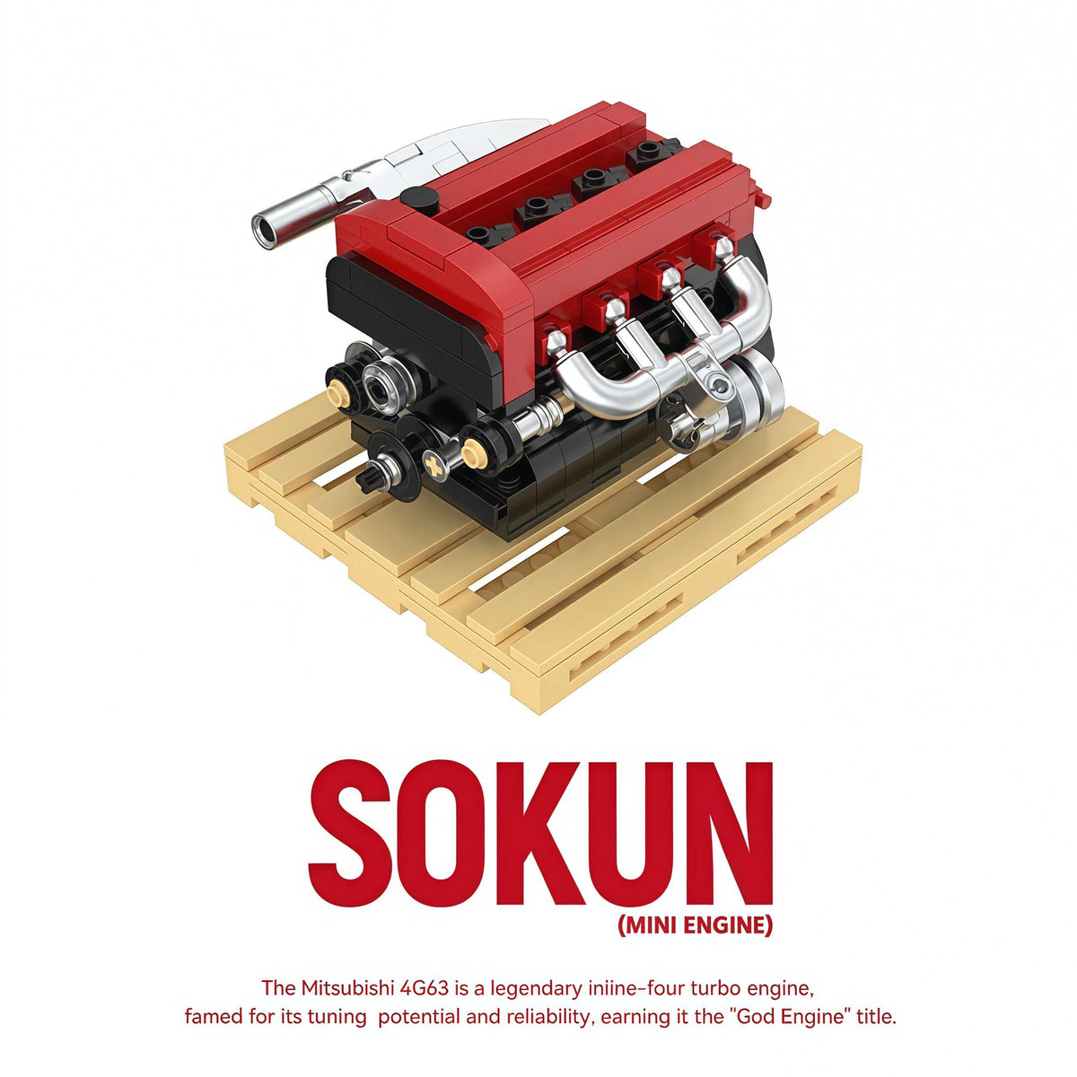 Trilumity Building Block Set: Mitsubishi Evo 4G63 Engine | Home Decor (216Piece)