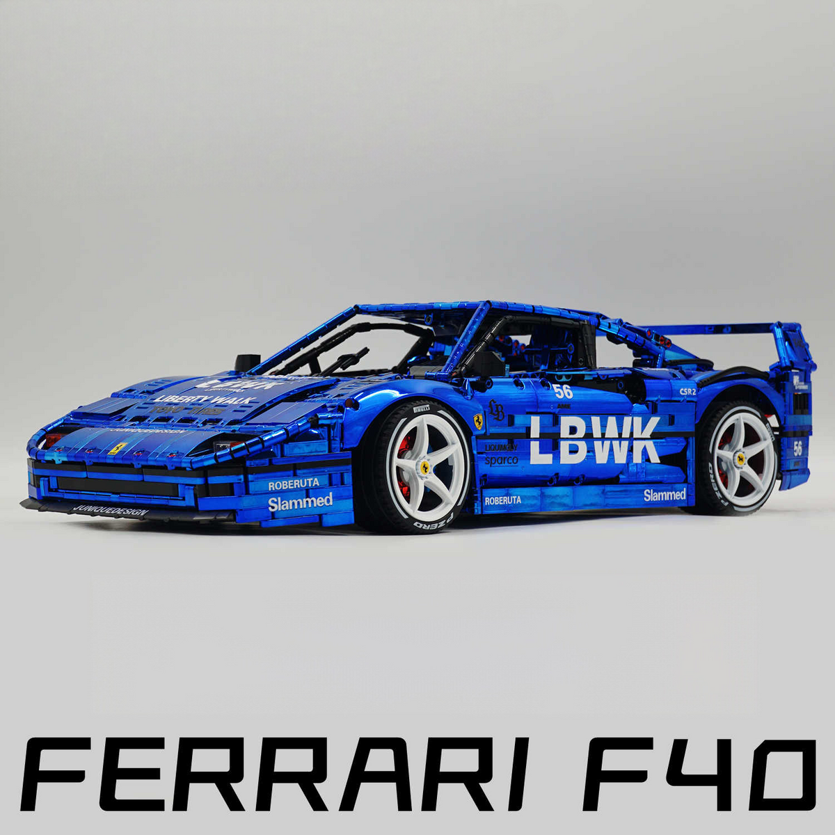 Trilumity Building Block Set: 1:8 The Ultimate 80s Turbo Icon Supercar | Lb Style Electroplated Mirror Royal Blue Edition (4026-Piece)