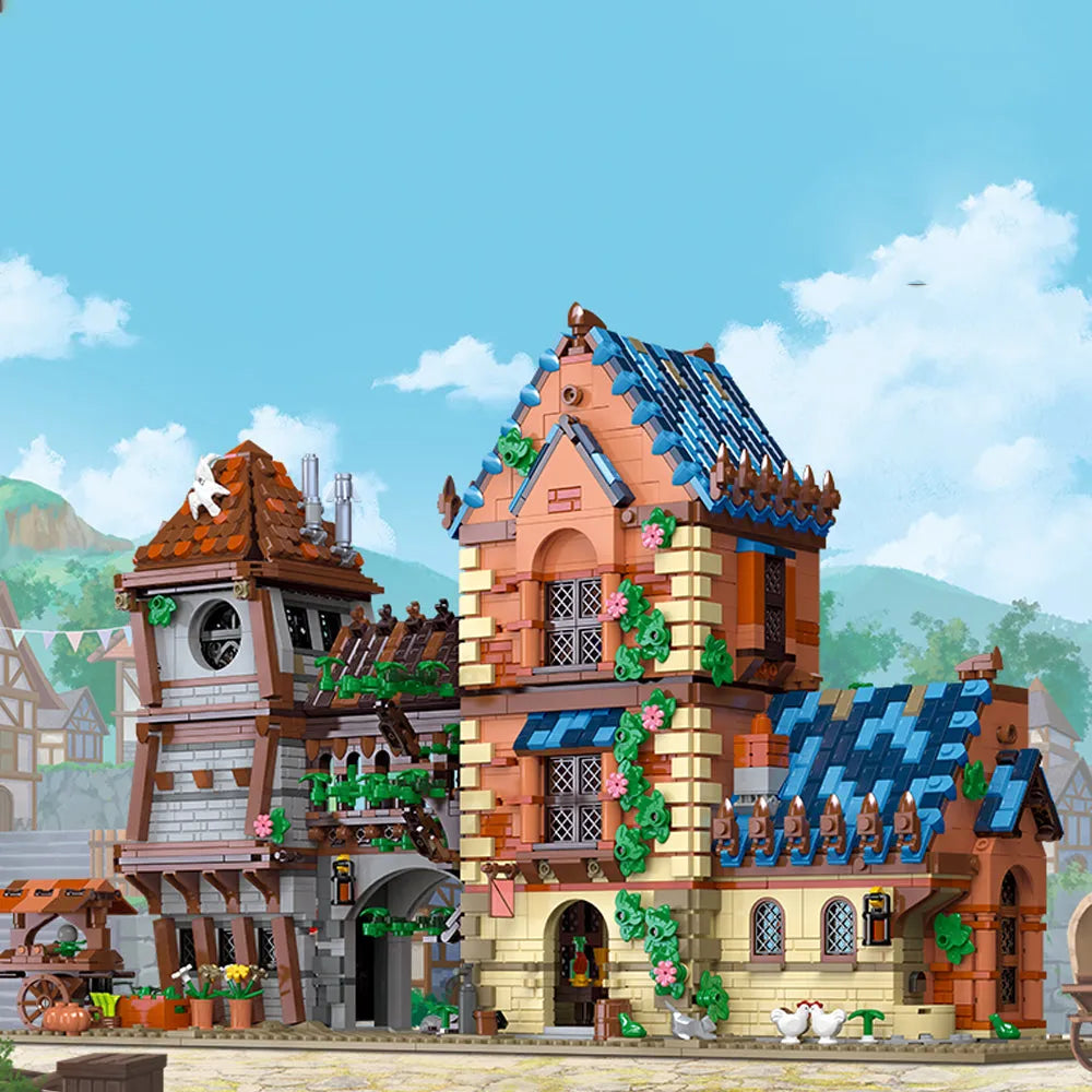 JieStar MOC Building Block Set: Experts MOC Medieval Town Tavern, Model 89151