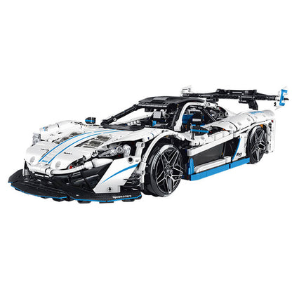 Trilumity Motorized Building Block Set: 1:10 Drifting Edition British Hybrid Hypercar | Remote-Controlled British Supercar | Metallic White Paint