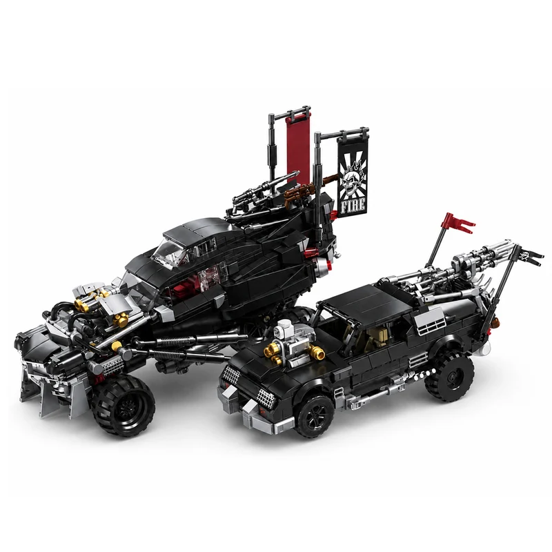 Trilumity Building Block Set: Wasteland Pursuit Set | Post-Apocalyptic Muscle Car & Monster Rig (1726-Piece)