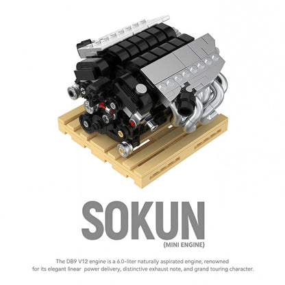 Trilumity Building Block Set: Aston Martin Db9 V12 Engine | Home Decor (375-Piece)