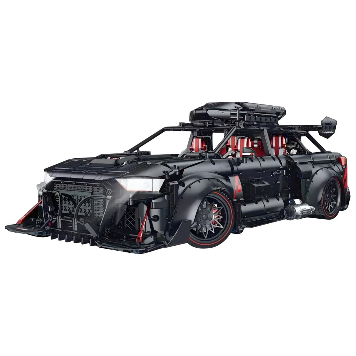 Trilumity Motorized Building Block Set: 1:8 Audi Rs6 Quattro Widebody Wagon | Matte Black Power | 4189+-Piece