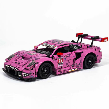 Trilumity Building Block Set: Porsche 911 GT3 R "Rexy" Ao Racing Car | Green & Pink Edition (1313-Piece)
