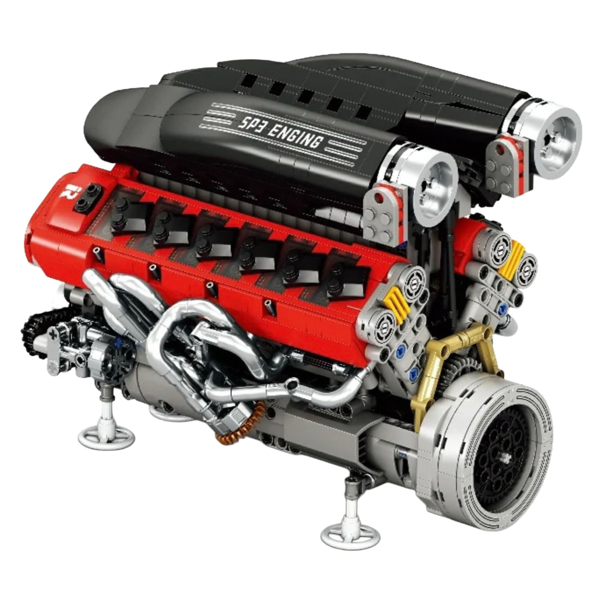 Trilumity Building Block Set: Italian V12 Hypercar Engine | Motorised Supercar Engine Model | 1240-Piece