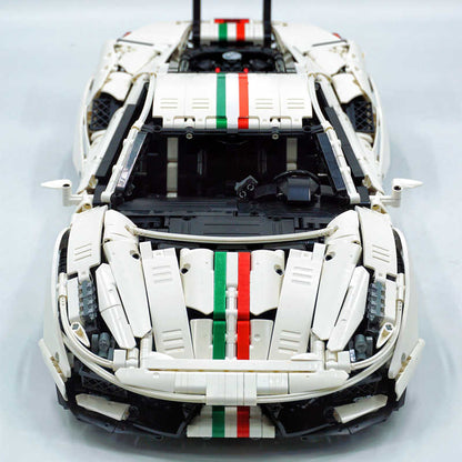 Trilumity Motorized Building Block Set: 1:8 The Ultimate Maranello V8 GT Supercar, GTR-style widebody kit and large rear wing (3237-Piece)