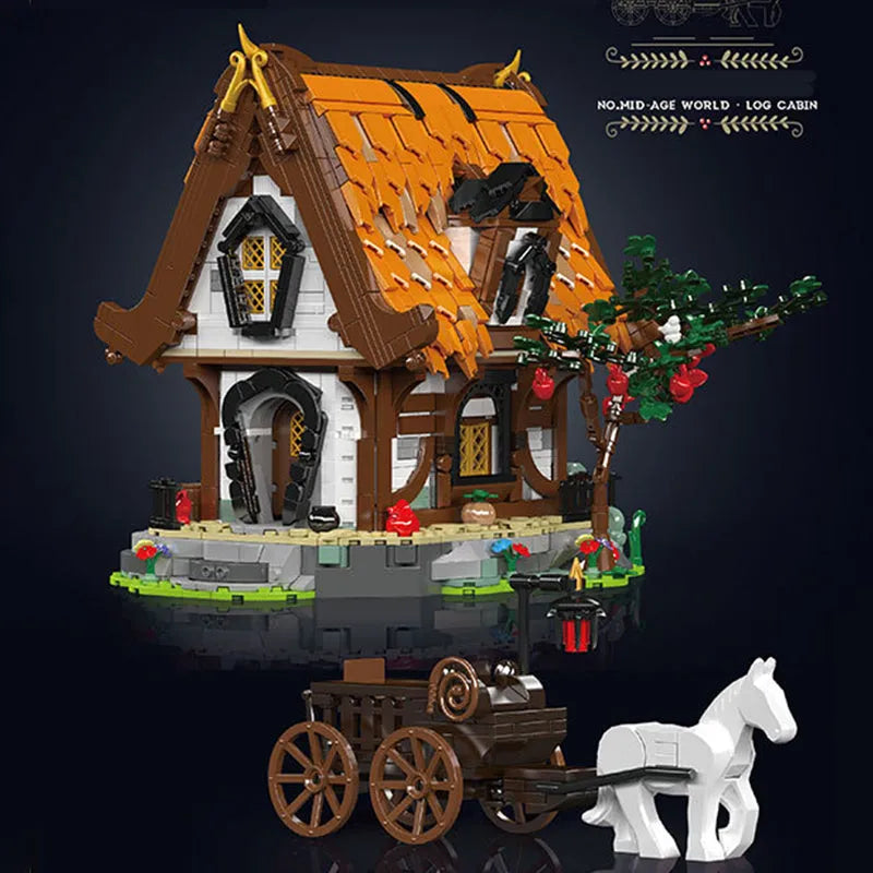 Mould King MOC Building Block Set: Medieval City Log Cabin, Model K16054