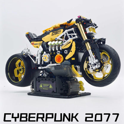 Trilumity Cyberpunk 2077 ARCH Nazare Motorcycle, Spray Display Stand with Lights Building Block Set, 1:5 Scale, Remote Control, 2,500-Piece