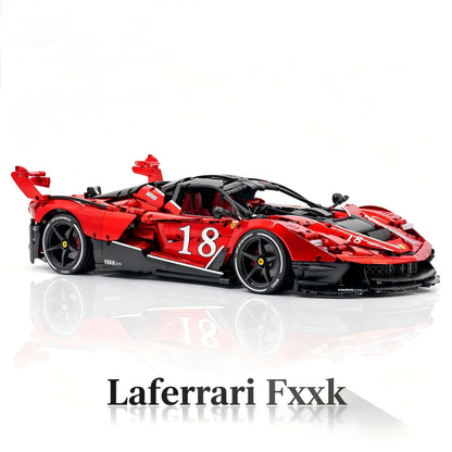 Trilumity Motorized Building Block Set: 1:8 The Ultimate Italian Hybrid Hypercar Evo | Pearl Red Painting Italian Flagship (4058Piece)