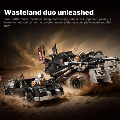 Trilumity Building Block Set: Wasteland Pursuit Set | Post-Apocalyptic Muscle Car & Monster Rig (1726-Piece)