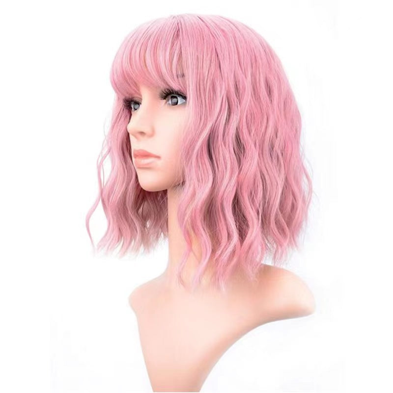 Trilumity Curly Wig with Bangs in Red, side profile