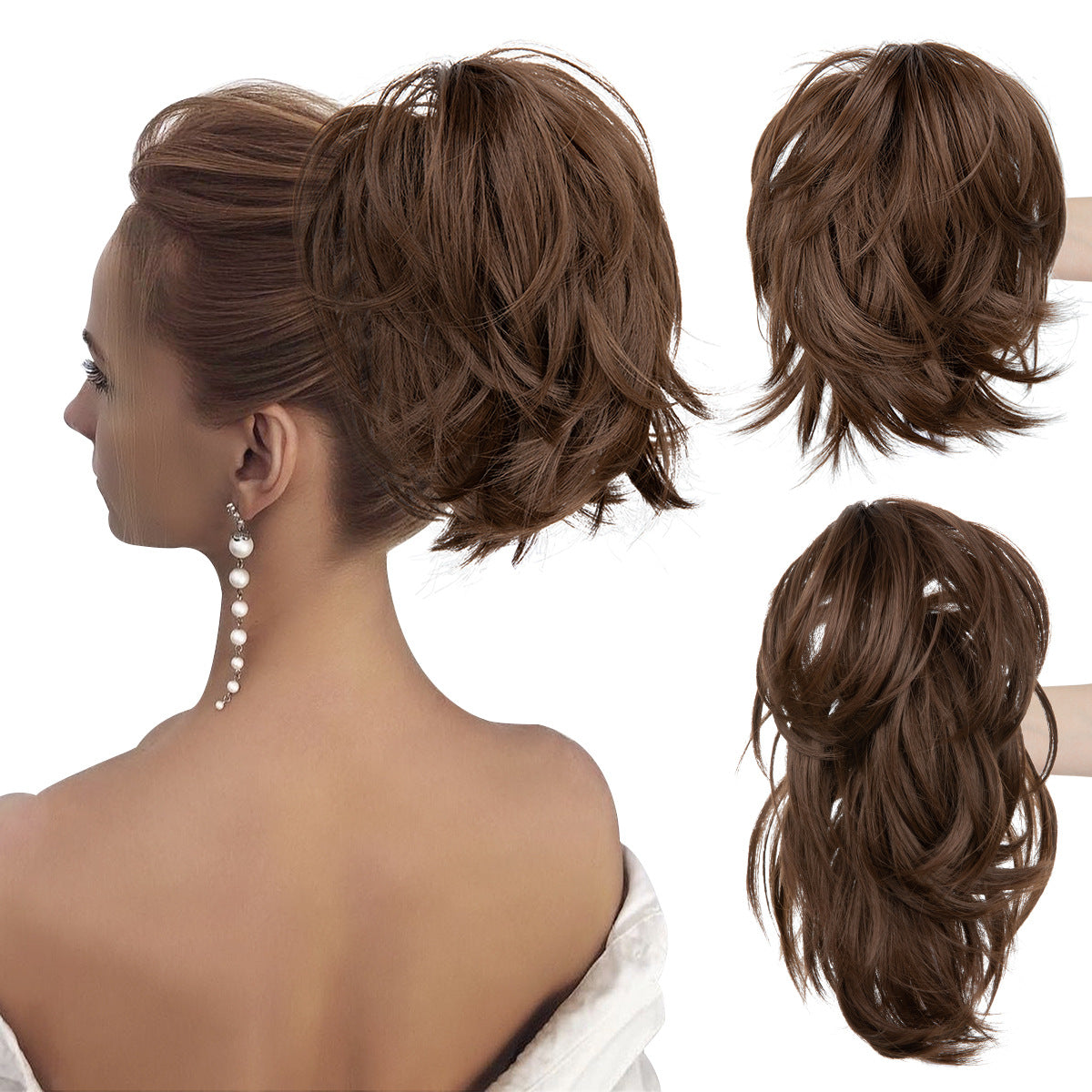 Trilumity Curly Ponytail in 1B, side angle
