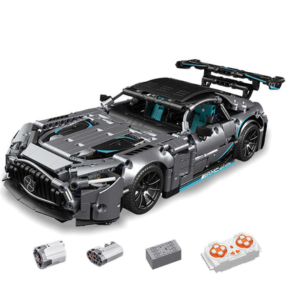 Trilumity Building Block Set: 1: 14 Silver Mercedes AMG Gt50, Detailed Reproduction, Cost-effective Choice (1466-Piece)