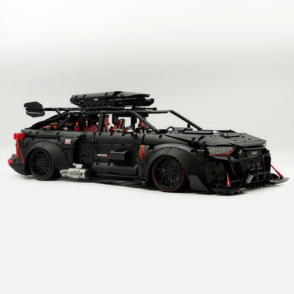 Trilumity Motorized Building Block Set: 1:8 Audi Rs6 Quattro Widebody Wagon | Matte Black Power | 4189+-Piece