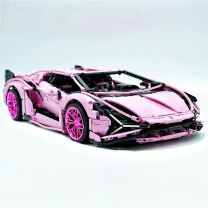 Trilumity Building Block Set: 1: 8 Pink Lamborghini Sian Special Edition (3696-Piece)