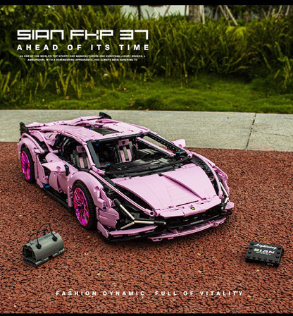 Trilumity Building Block Set: 1: 8 Pink Lamborghini Sian Special Edition (3696-Piece)