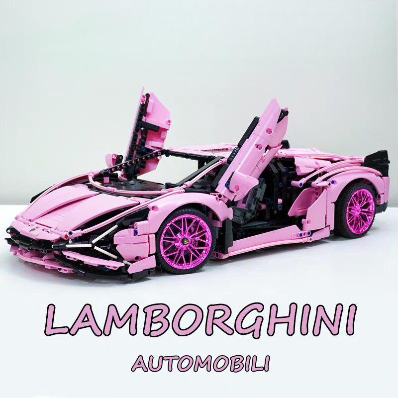 Trilumity Building Block Set: 1: 8 Pink Lamborghini Sian Special Edition (3696-Piece)