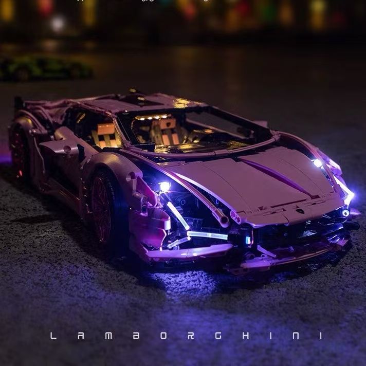 Trilumity Building Block Set: 1: 8 Pink Lamborghini Sian Special Edition (3696-Piece)