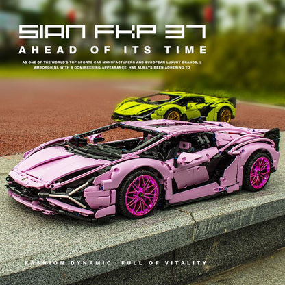 Trilumity Building Block Set: 1: 8 Pink Lamborghini Sian Special Edition (3696-Piece)